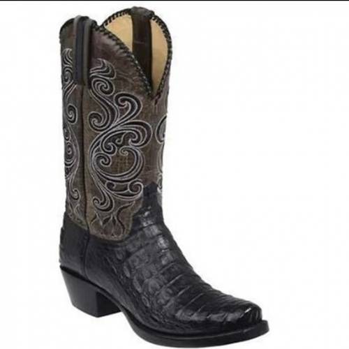 mafedy low heel square toe boots for men embroidered casual riding