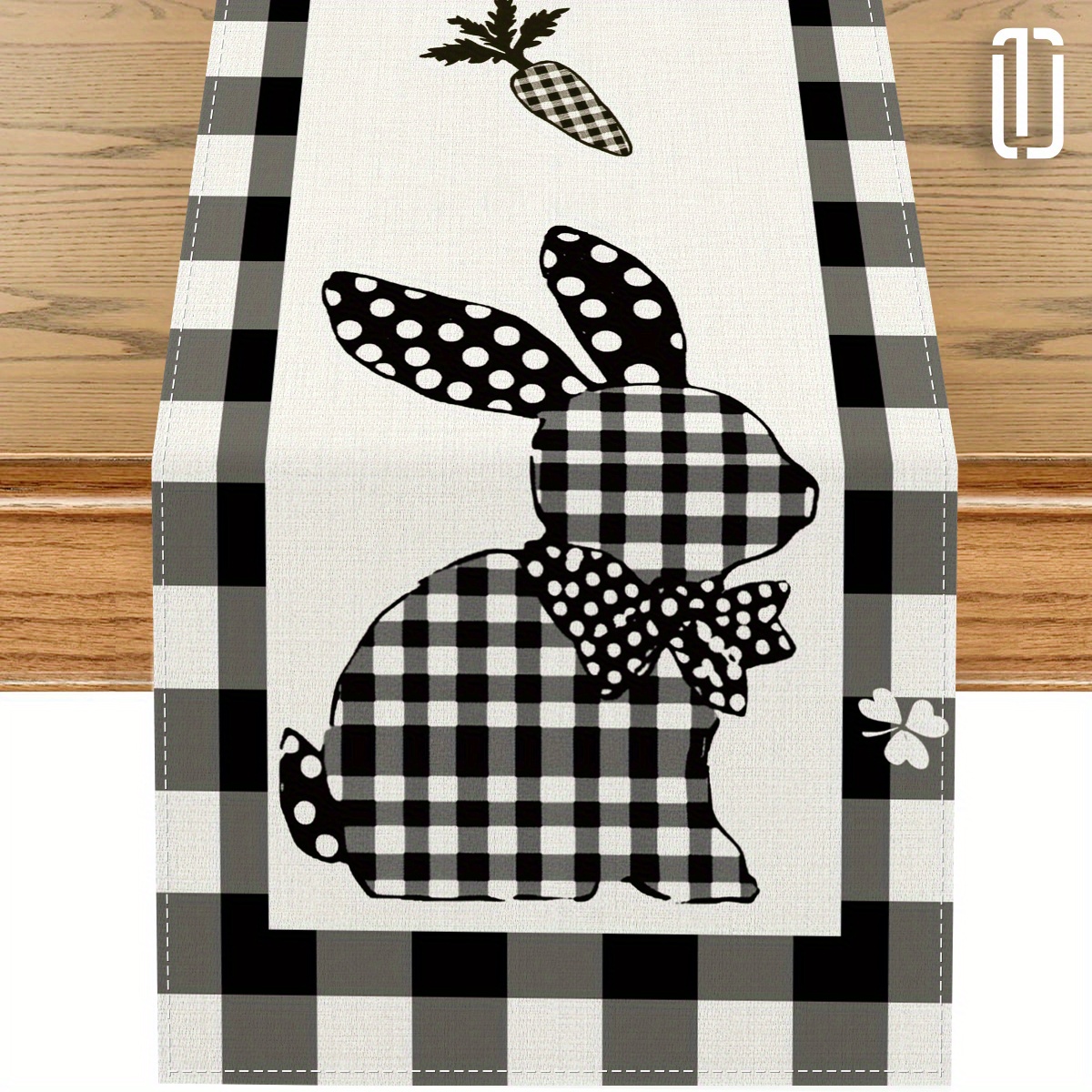 

72-inch Rectangular Tablecloth With Cute Bunny And Pattern, Knitted Polyester, Decor And Gift