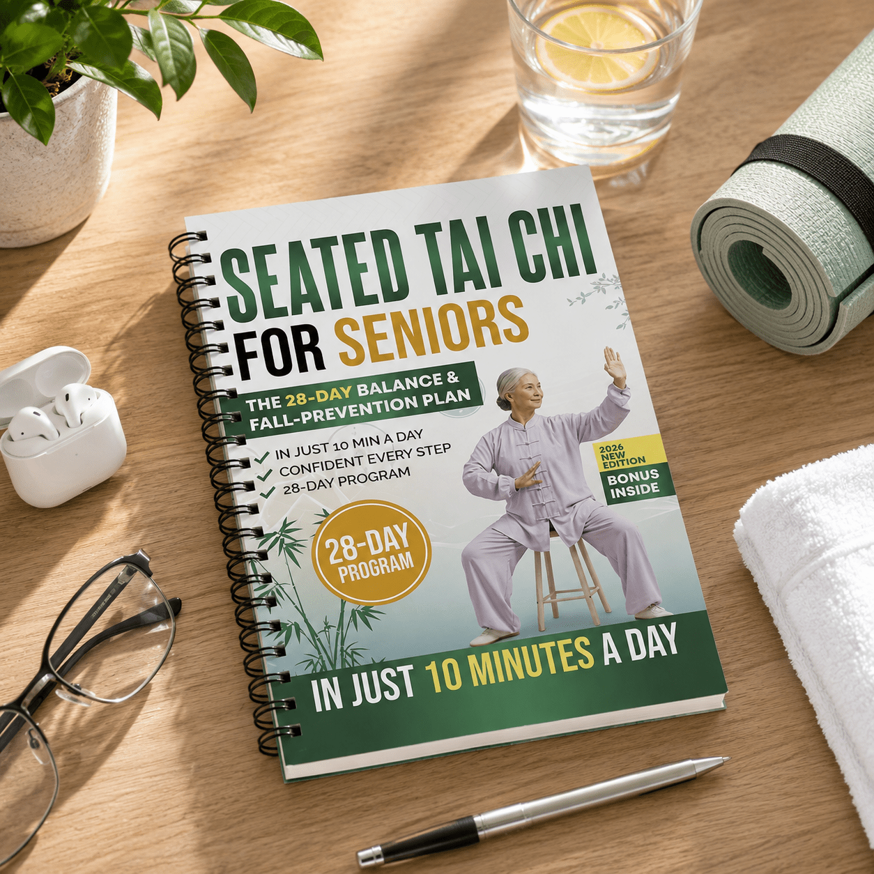 TEMU Manuel de pratique de Tai Chi sur chaise de | Guide pour améliorer la flexibilité et réduire facilement la graisse pour les personnes âgées