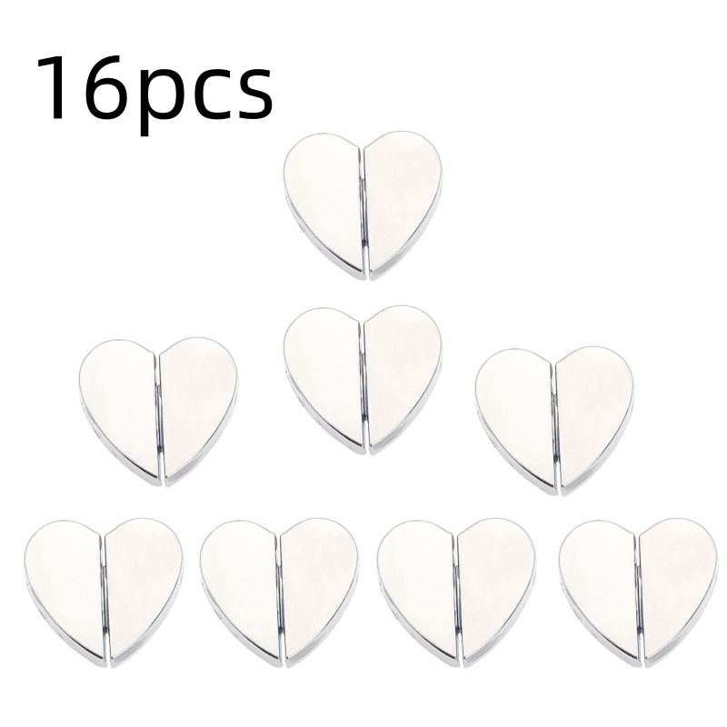 TEMU 16pcs Heart-shaped Magnetic Shower Curtain Hooks With Anti Slip Design. Detachable Hooks, Suitable For Bathroom, Curtain, And Hotel Privacy