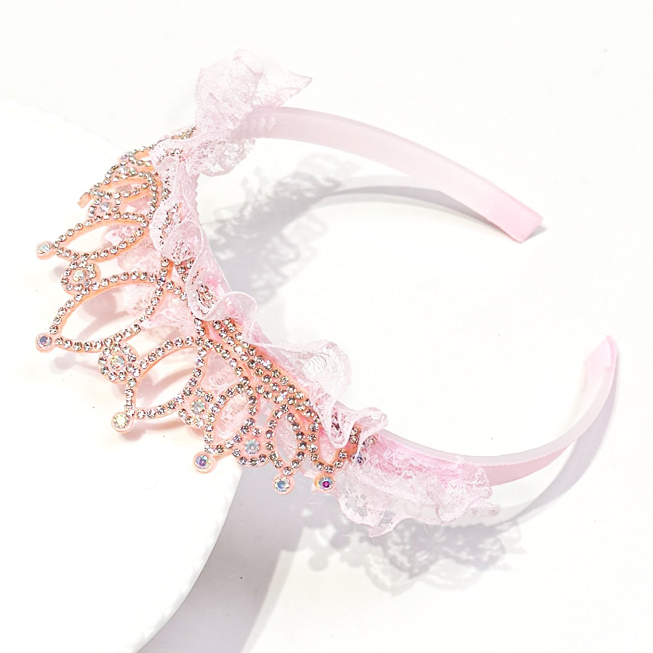 TEMU 1/2/4 Bandeaux Couronne 3D en Dentelle Rose avec Strass pour Cheveux