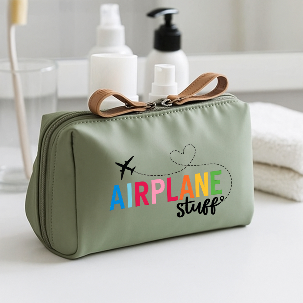 TEMU Sturdy Travel Organizer Bags For Luggage - Featuring A Multi-colored 'airplane Stuff' Design - Perfect For Packing Cubes For Travel, School, And