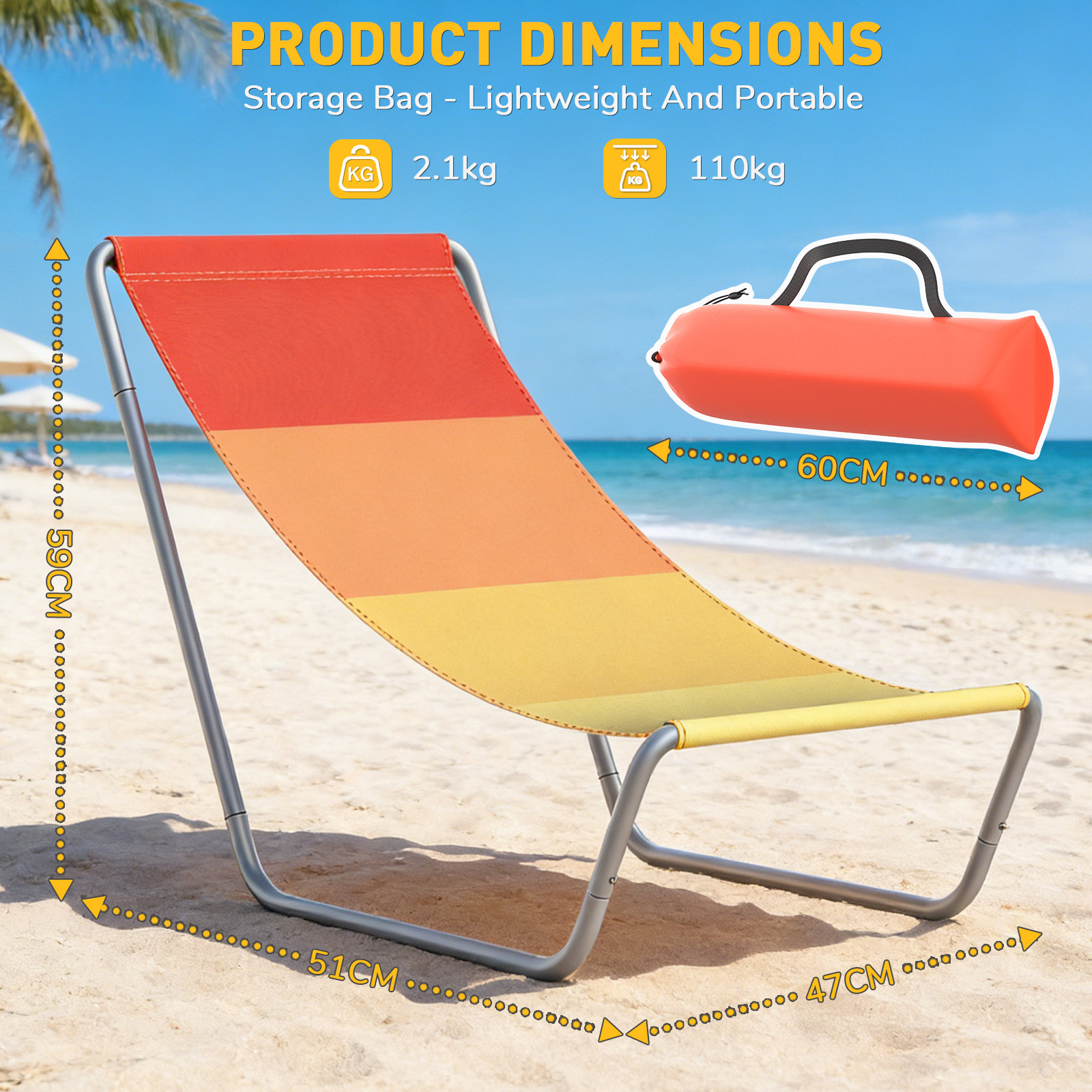 Folding Sun Lounger, Folding Garden Lounger, Lightweight Garden Loungers, Beach Lounger, Deckchair, Balcony Lounger