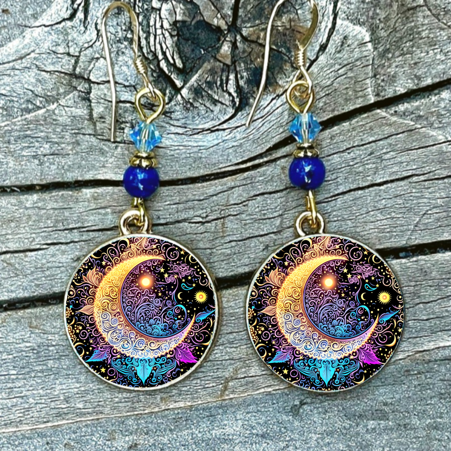 TEMU 2pcs Moon Earrings Crescent Earrings Celestial Earrings Earrings Round Earrings Star Earrings Jewelry Accessories Unique Jewelry Christmas Gifts