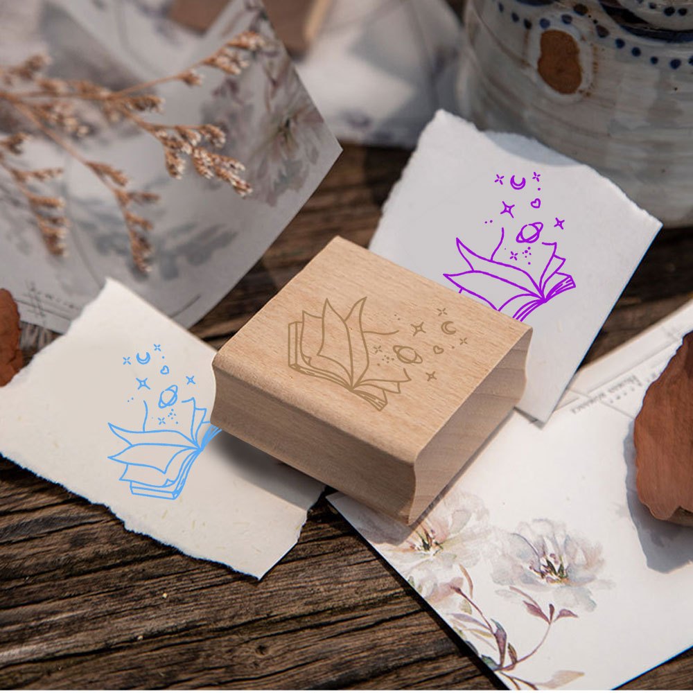 TEMU Sello de madera de 1 pieza compatible para diario de bricolaje, adecuado para papelería creativa, seguimiento del estado de ánimo, álbumes de