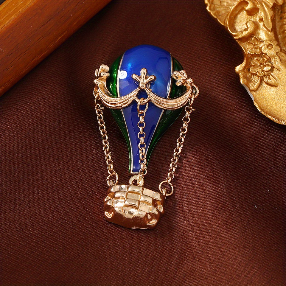 Image of Fashion Retro Hot Air Balloon Brooch Women's Coat Corsage Jewelry Pin Gift