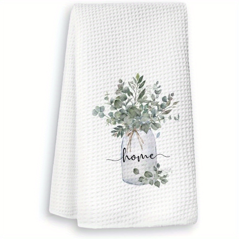 

Green Eucalyptus Leaf Kitchen Towel - 18x26 Inch, Hand & Tea Towel For Home Decor, Perfect Housewarming Gift, Decor,