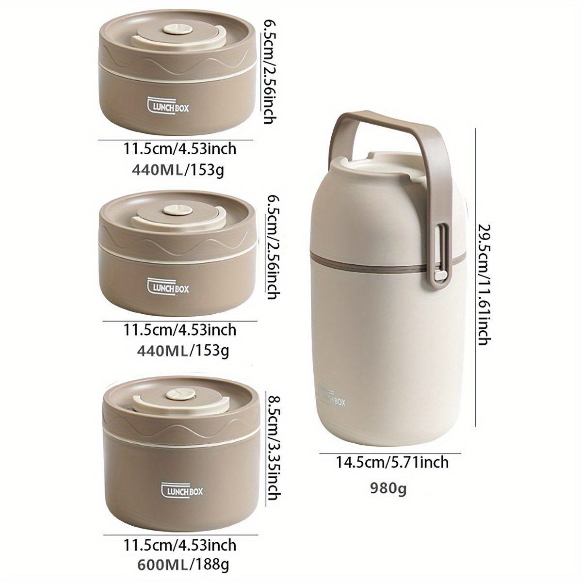 6pcs set 304L stainless steel insulated lunch box with storage bag and cutlery, portable double-layer covered lunch box, office student sealed lunch box,back to school