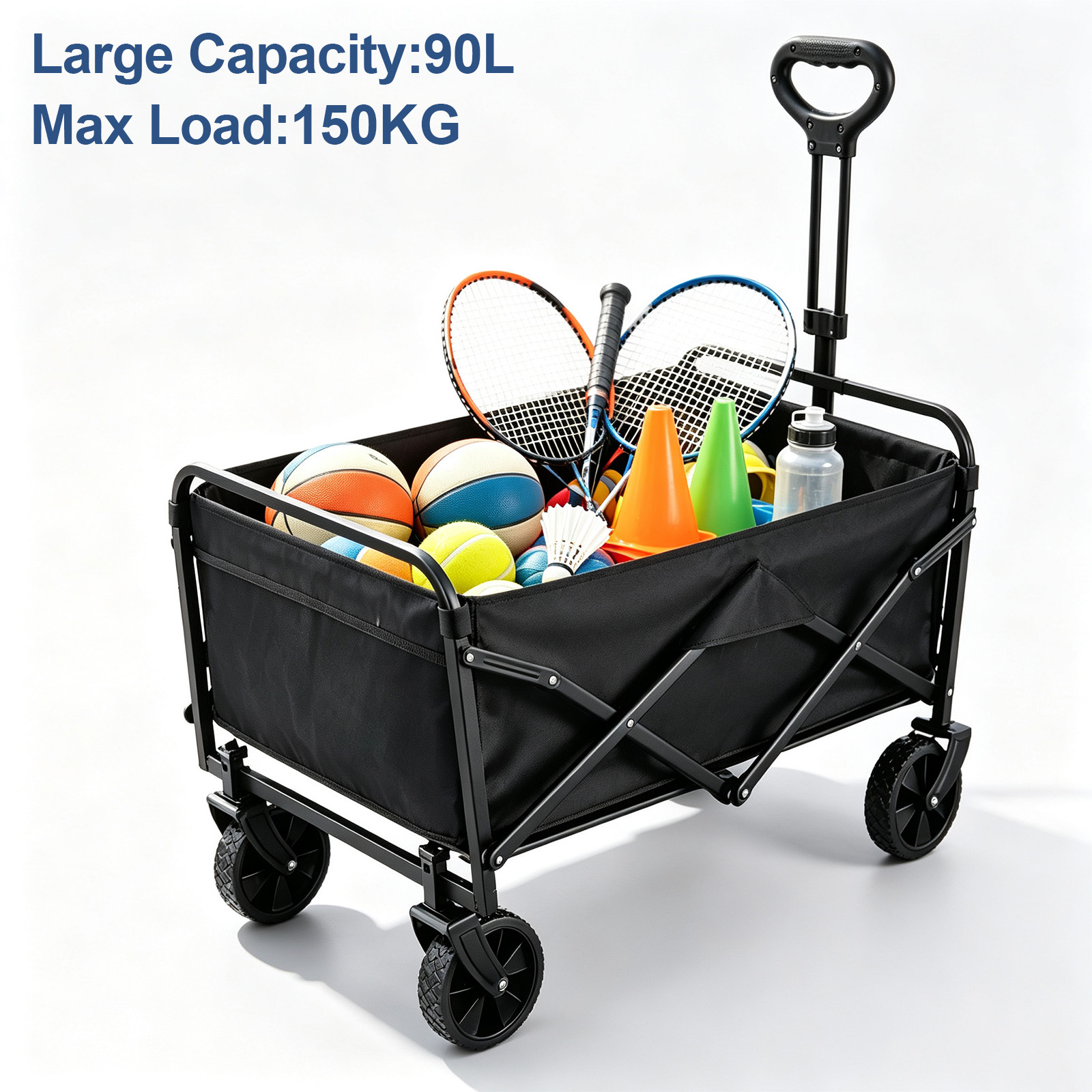 Image of Multi-functional Track And Field Equipment Transport Truck, 150kg Load Capacity, 90l Large Capacity, Lightweight And Foldable, Smooth Wheels, Suitable For Camping/sports/shopping, Etc