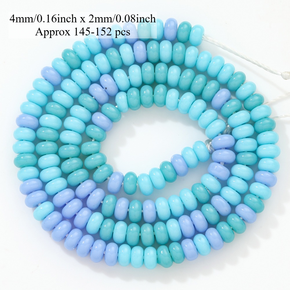 TEMU 4x2mm 145-152pcs Natural Stone Beads Purple Lake Blue Chalcedony Rondelle Loose Beads For Jewelry Making Diy Necklace Bracelet Earring