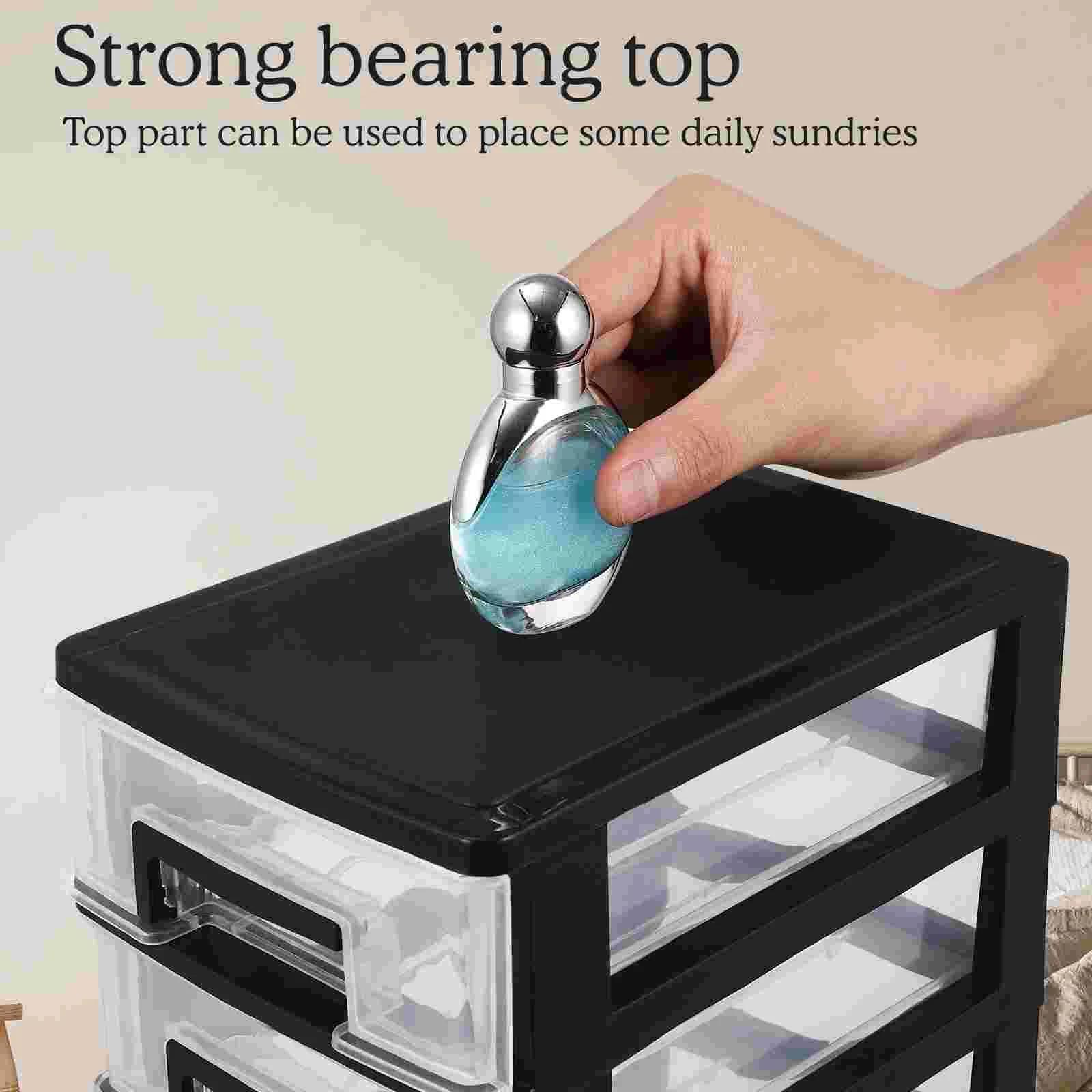 5-Tier Black Transparent Plastic Storage Cabinet with Drawers
