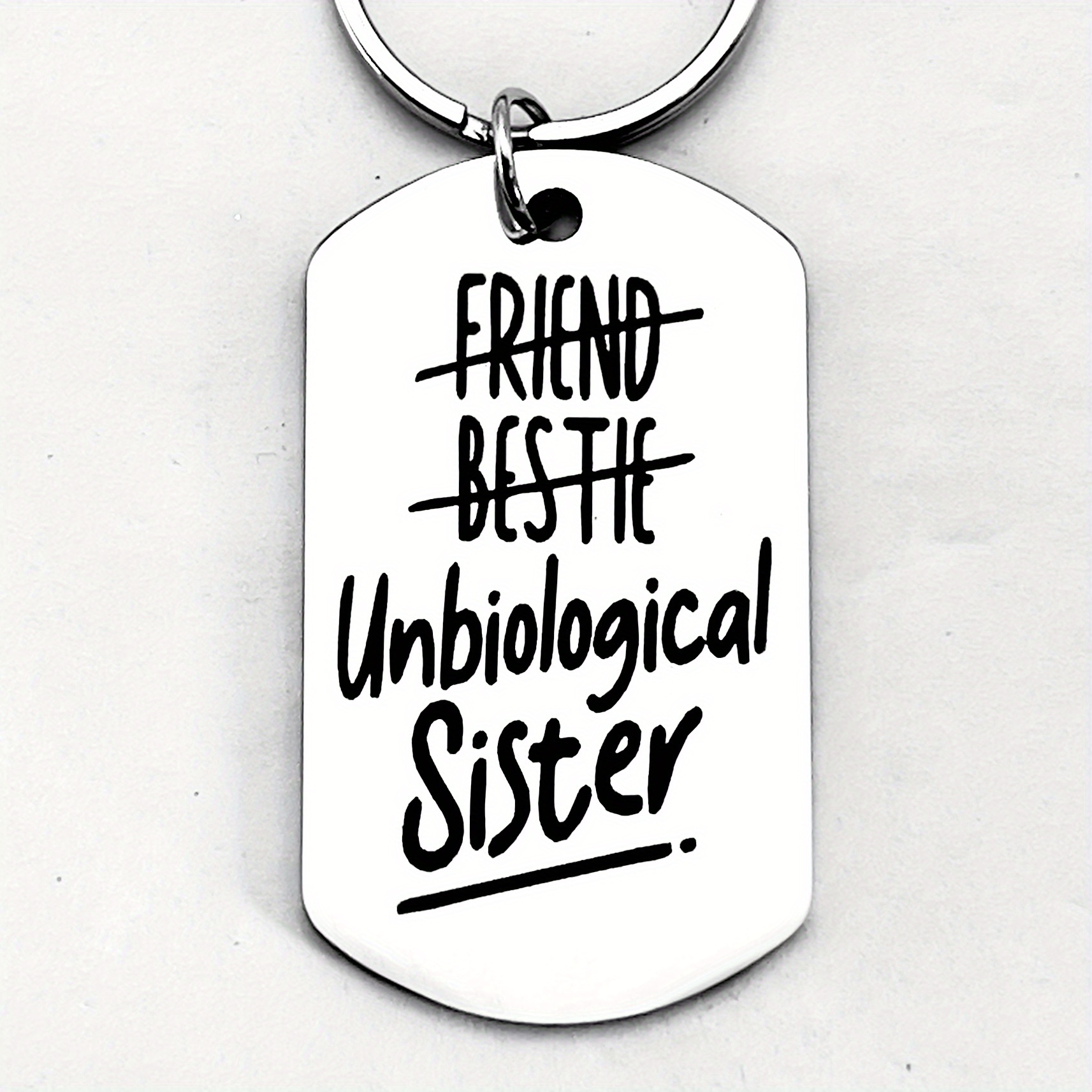TEMU Best Sister Keychain, Stainless Steel, Not By Blood - An Ideal Gift For Sisters, , And Colleagues, A Fashionable, , And Unique Gift Accessory