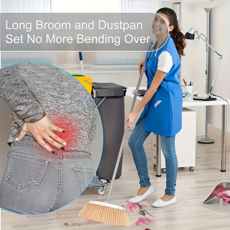 durable stainless steel broom and dustpan set with slant     cleaning combo for home office and school   hard floor surface practical cleaning tools modern broom design stainless steel construction broom and dustpan set Product details 5