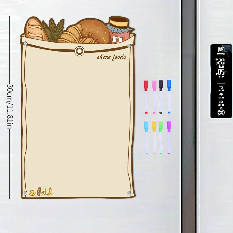 TEMU A Magnetic Fridge Whiteboard Set With 8 Random-colored Markers. Features An Adorable Bread Design, Perfect For Valentine's Day, New Year,