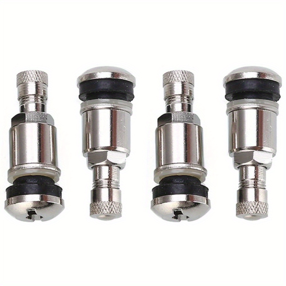 Image of 4pcs Tire Stainless Steel High , Vacuum Tire Inflation Valve, Metal Flat Bottomed 525 Automotive Valve