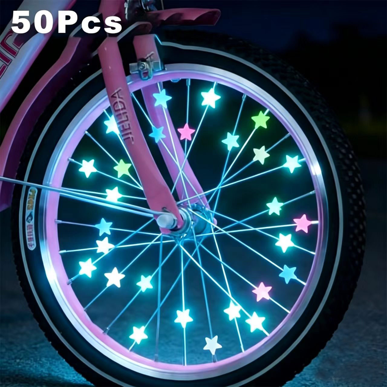 TEMU 50pcs Random -in-the-dark Spoke Bead Caps - Luminous Star-shaped Wheel Decorations, Suitable For Night Riding, All Types Of Wheels, And Holiday