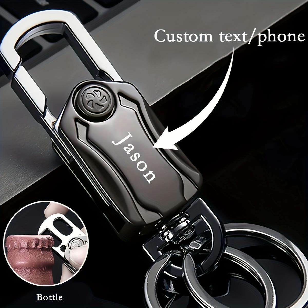 TEMU Llavero de 1 pieza con texto personalizado, llavero con foto grabada personalizada, llavero personalizado, llavero de acero inoxidable