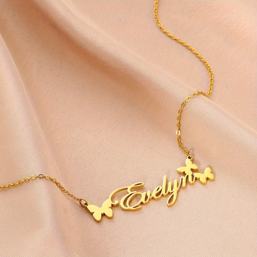 Women's Personalized Butterfly Name Necklace — Custom Design