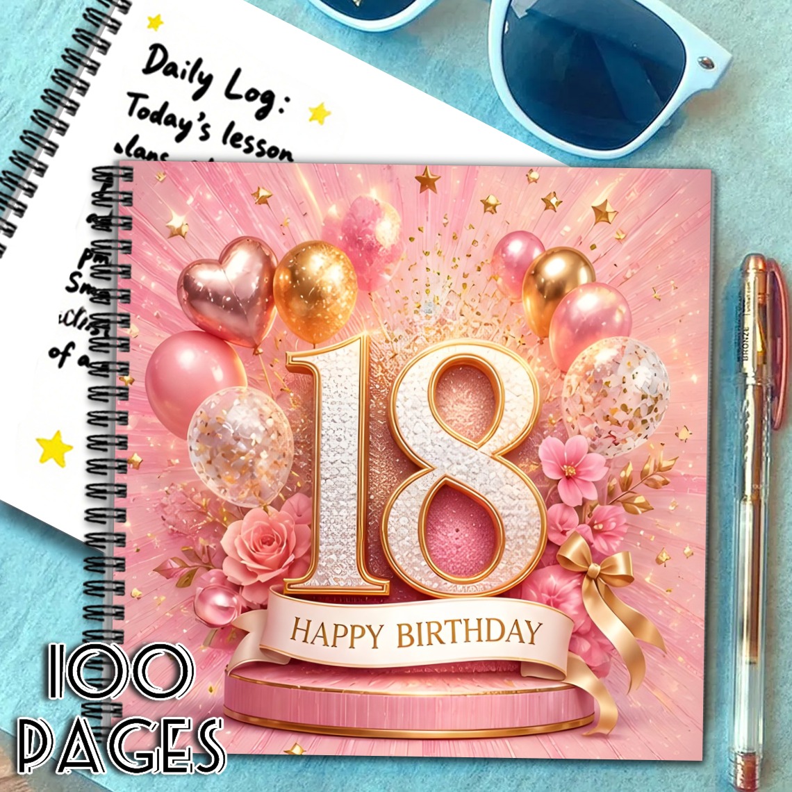 TEMU 'anniversaire 18 ans 1 pièce couleur or rose - 'or élégant et de avec pages de messages, convient pour les fêtes, , événements - Cadeau-souvenir