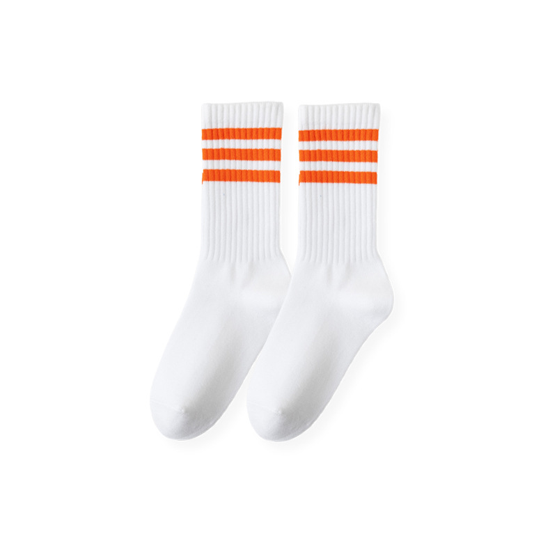 TEMU 1-pair Men's & Women's Mid-calf Suitable For All Sports Striped Athletic Socks - Solid Color Running, Gym, Outdoor Socks With Mid-, All-