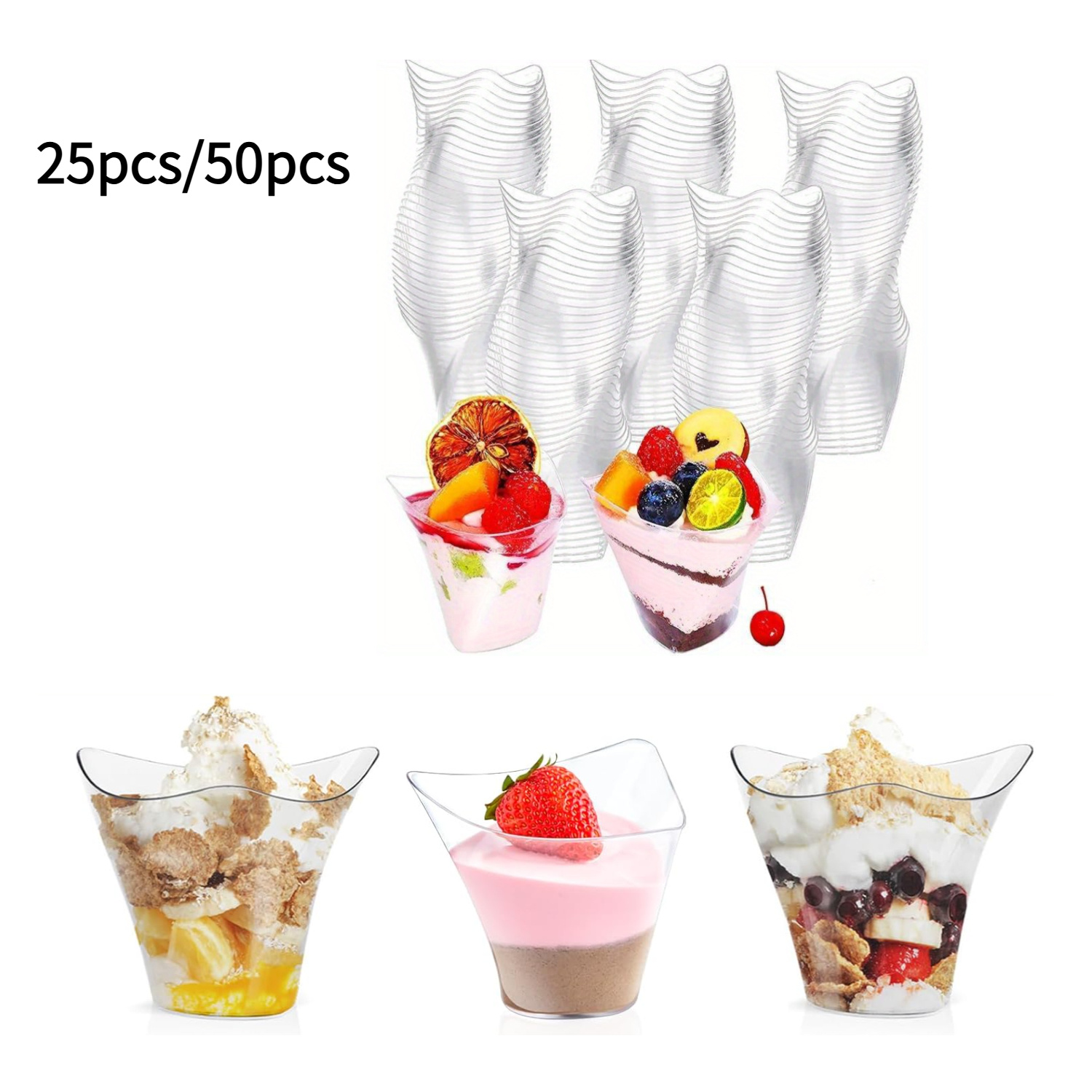 

25pcs/50pcs (100ml/3.4oz), Reusable Party Cups For Appetizers, Chocolate, Ice Cream, Juices, Drinks, Etc