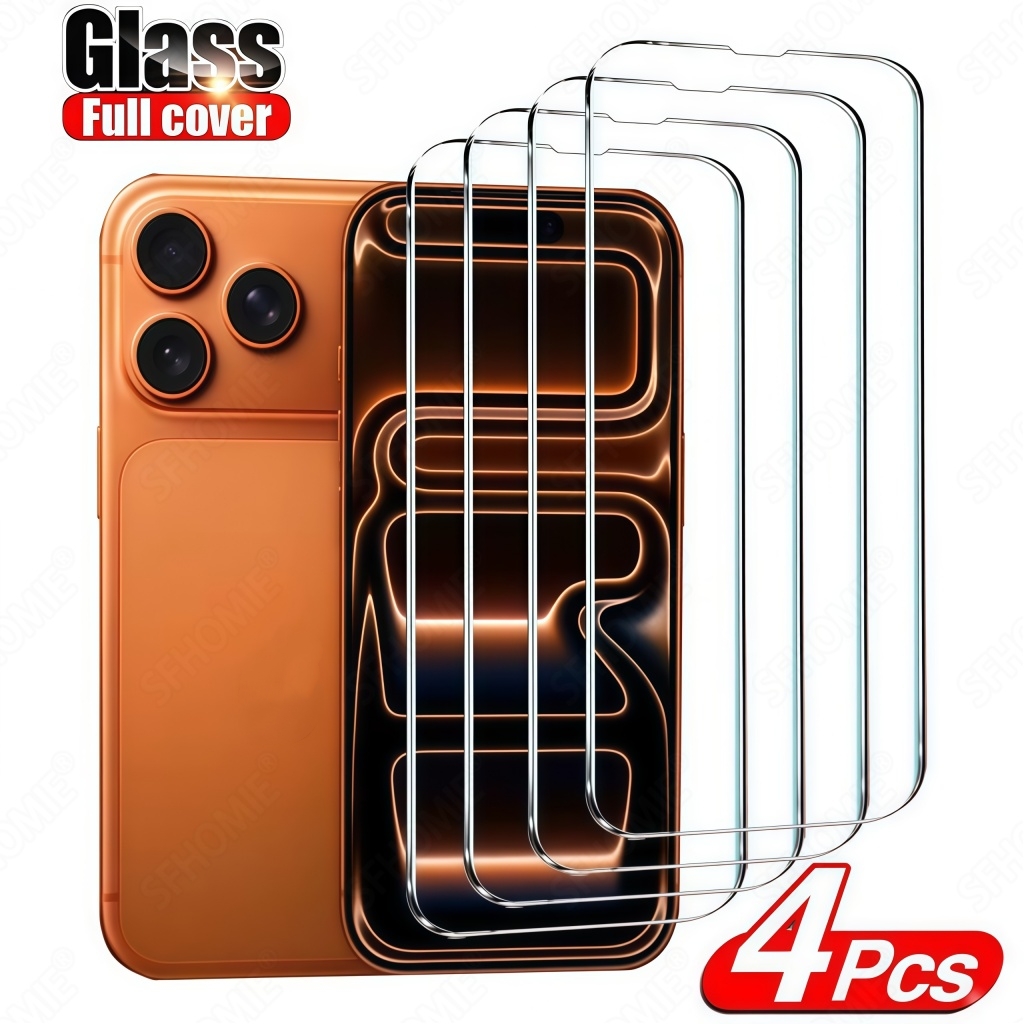 E-shop 4 Stück HD Gehärtetes Glas Display-Schutzfolie für iPhone 11 12 13 17 Pro Max Plus 17 Air - 9H Härte Kratzfest HD Klar 99,9% Touch-Genauigkeit