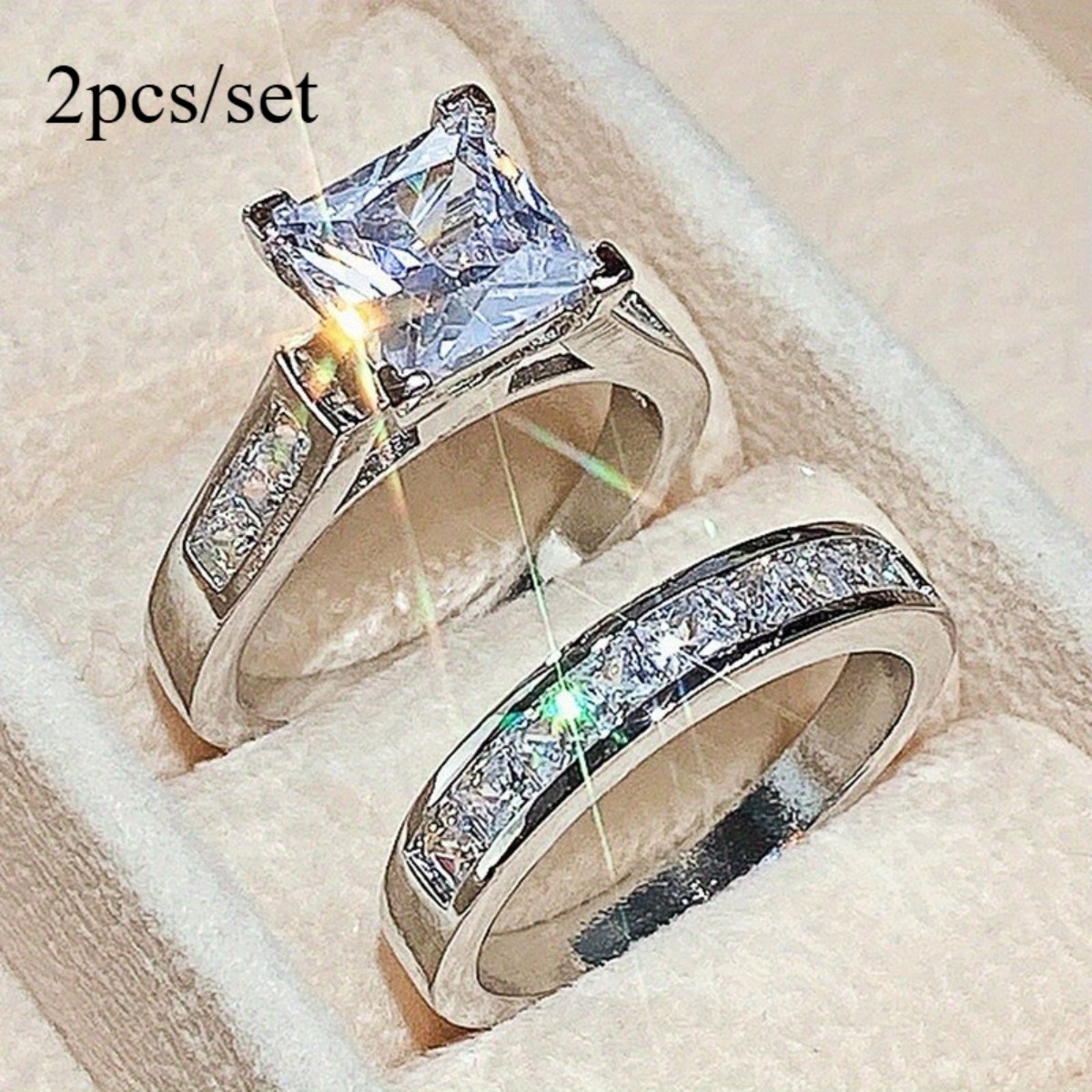 TEMU 2pcs/set Exquisite Women's Ring Set, Fashionable Classic High-end Accessories