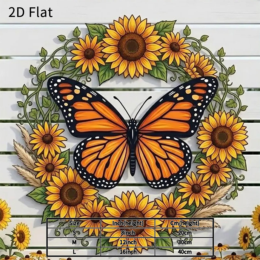 TEMU 2d Flat 1pc And Sunflower Metal Wall Decor Durable Hanging Plaque For Living Room Garden Patio Porch Stylish Nature Inspired Gift For Birthday