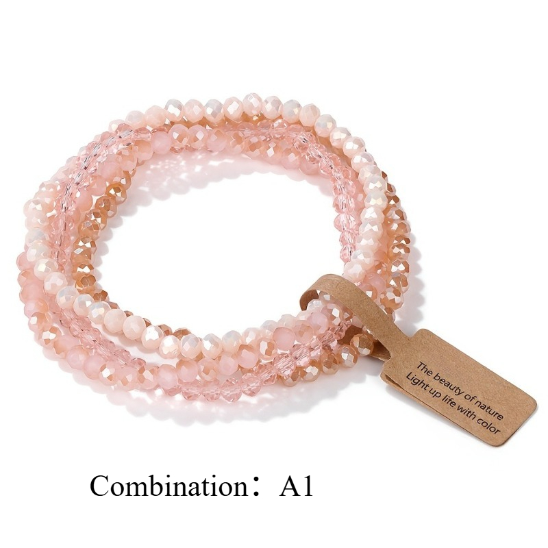 TEMU 4pcs Beaded Bracelets Vintage Fashion Elastic Rope Hand Jewelry Stackable Necklace All-match No Picky Wrist Size Friend Gift