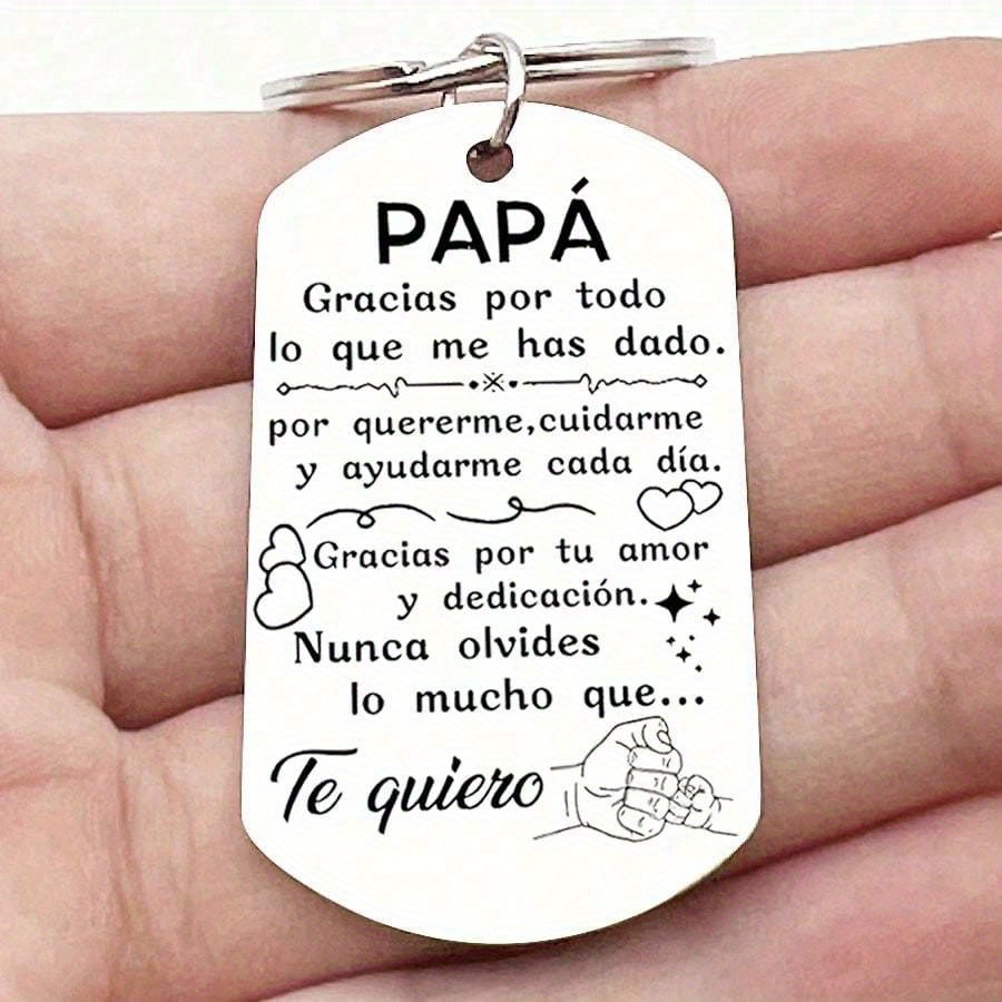 TEMU 1 llavero grabado de acero inoxidable para papá, un regalo para su o
