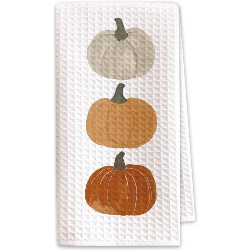 TEMU 1pc 18x26 Inch Thanksgiving Pumpkin Decor Hand Towels For Gifts Women, Farmhouse Watercolors Pumpkin Fall Kitchen Tea Towels And Dishcloths,