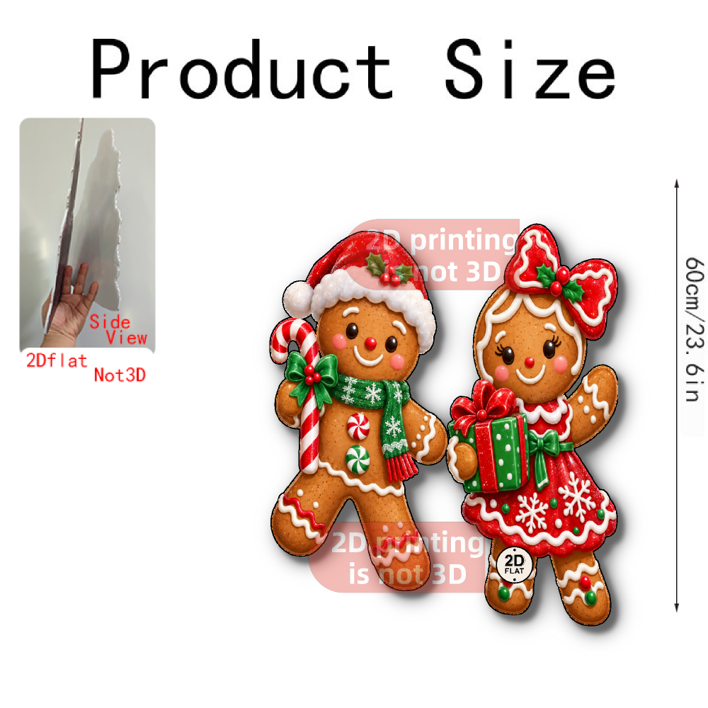 TEMU 2d Flat, [2d Flat] 2dflat Gingerbread For Man Christmas Yard Stake Decoration Set - Outdoor Lawn Sign With Pole-mounted Gingerbread Figures,