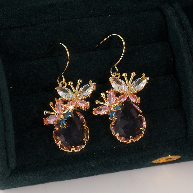 Creative  Elegant Flower Pendant Earrings, Pink Bridal Jewelry Accessories, Perfect Holiday Gift for Loved Ones