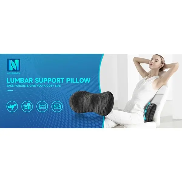 ergonomic lumbar support pillow for office chair & car back support - cushion with adjustable straps, lower back relief, black, hand wash only, ideal for gaming & desk chairs, backrest pillow, comfortable seating, contoured design, durable construction Product details 12
