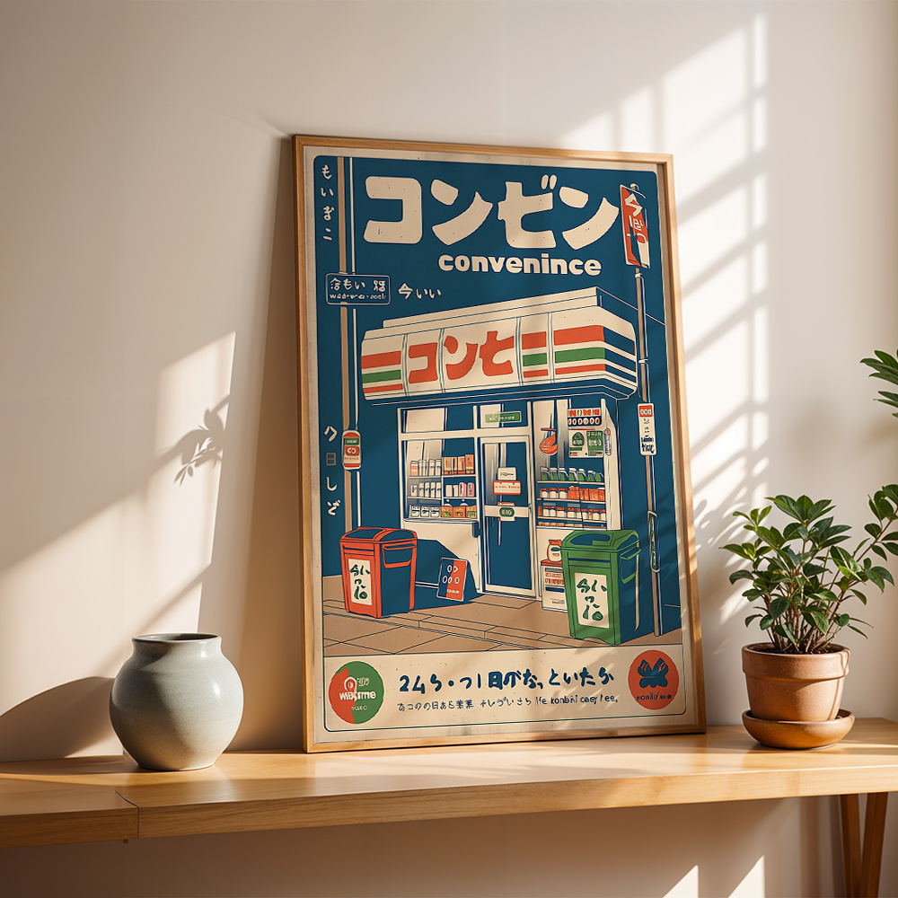 TEMU 2d Flat, Retro Convenience Store Posters Vintage Shop Illustration Canvas Prints Scene Wall Decor Canvas Art Print For Living Room And Bedroom