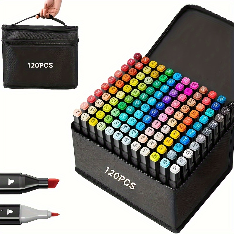 

60/120 Color Double-headed Marker Pen Set, Very Suitable For Painting, Graffiti, Marking Pens, Markers, Etc., The For Festivals, , Parties, Valentine's Day Gifts