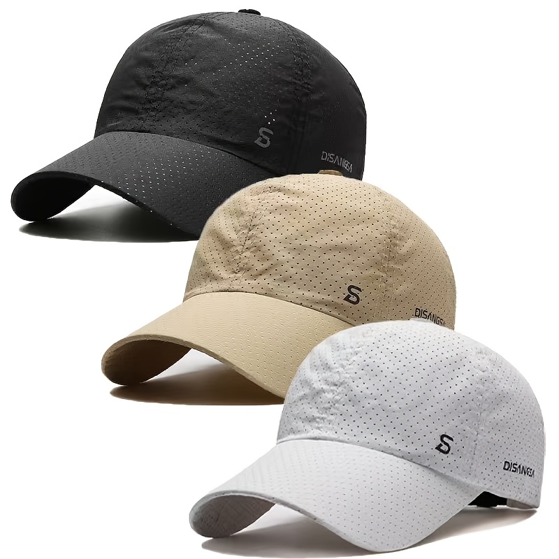TEMU 3 Summer Outdoor Travel Running Caps, Lightweight, Quick-drying, Breathable Baseball Caps, Outdoor Sun Hats, Fishing Hats, In Black, White, Navy