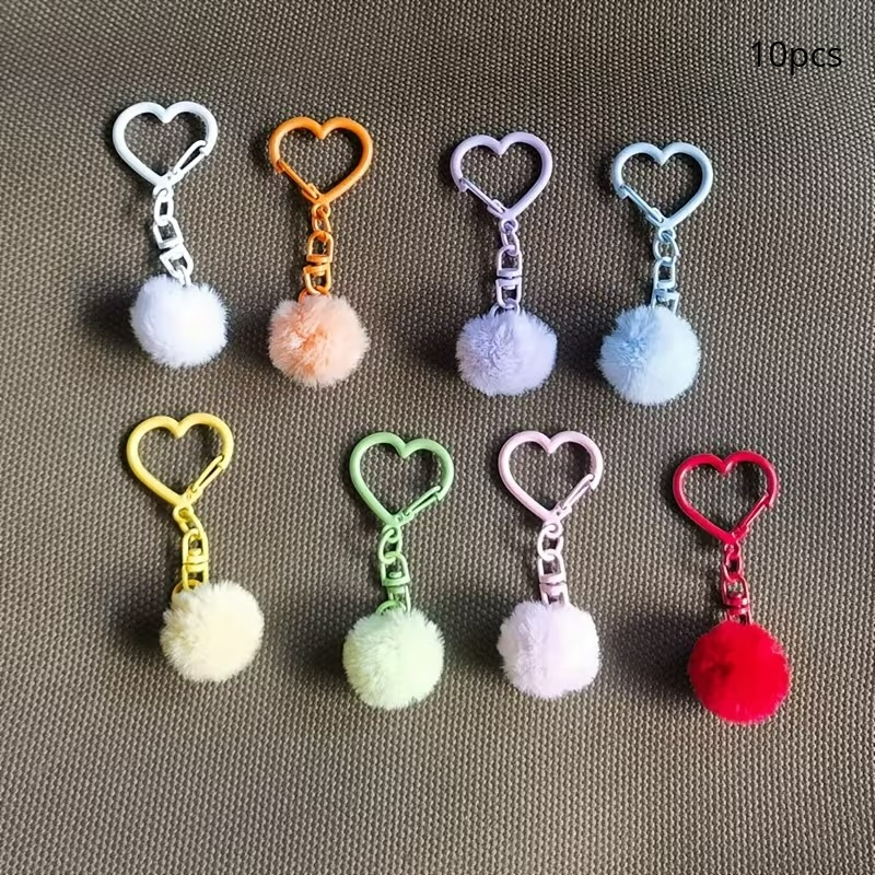 TEMU Lot de 10 porte-clés colorés (couleurs aléatoires) - Adorables accessoires de porte-clés sphériques à - Accessoires créatifs pour la fabrication