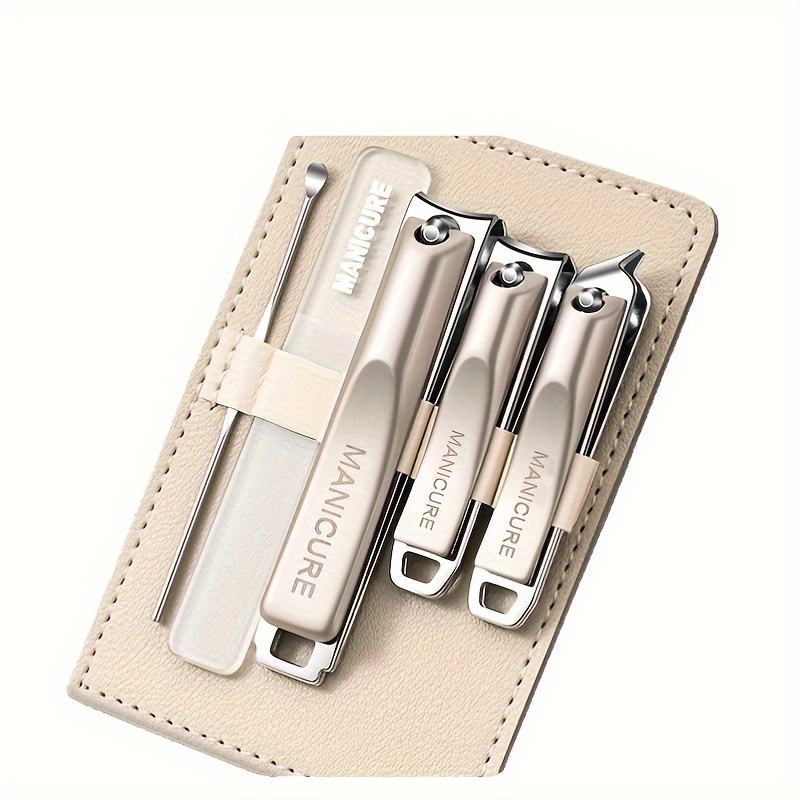  nail clipper 5pcs set 2 times   sharp and durable 1 complete set with ear spoon     steel precision grinding stainless steel nail clipper set anti splash rotating bag five piece set nail pliers complete set   Product details 4