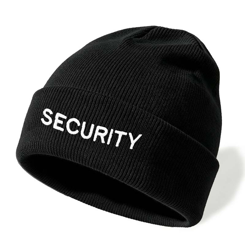 TEMU 1pc Beanie Embroidered Security Hat Unisex Hat Y2k Outdoor Cold Protection Casual All-match Winter Hat Suitable For Daily