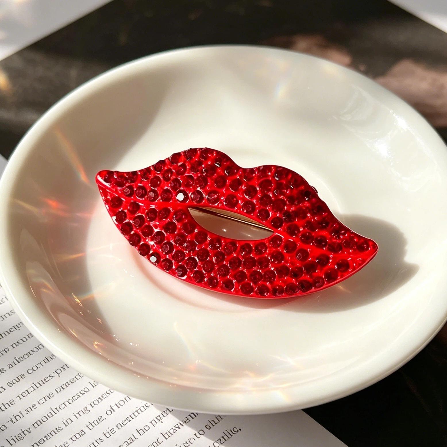 TEMU 1 broche sexy estilo labial, broche sexy y lindo, adecuado para uso diario y fiestas, accesorio para todas , accesorio de , estilo exquisito,