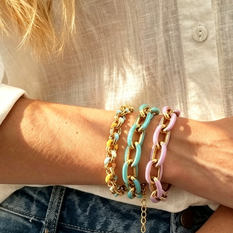 TEMU 3pcs: Fashionable And Popular Stainless Steel Enamel Drip Bracelet, Colorful, Purple, , Glazed Decoration, Minimalist Style, Durable, Suitable