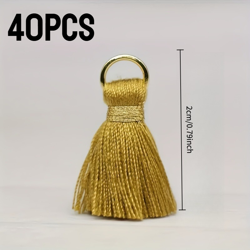 TEMU Lot de 40 pompons à franges jaunes dorés de 2 cm, mini pompons à anneaux en , pour décoration de bijoux, , boucles d'oreilles, pendentifs,