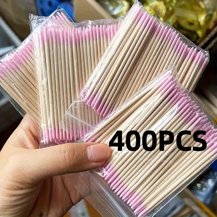 400pcs Professional Double-ended Nail , Eyebrow Shaping Wooden Detail Tool, Nail Polish Removal Additions