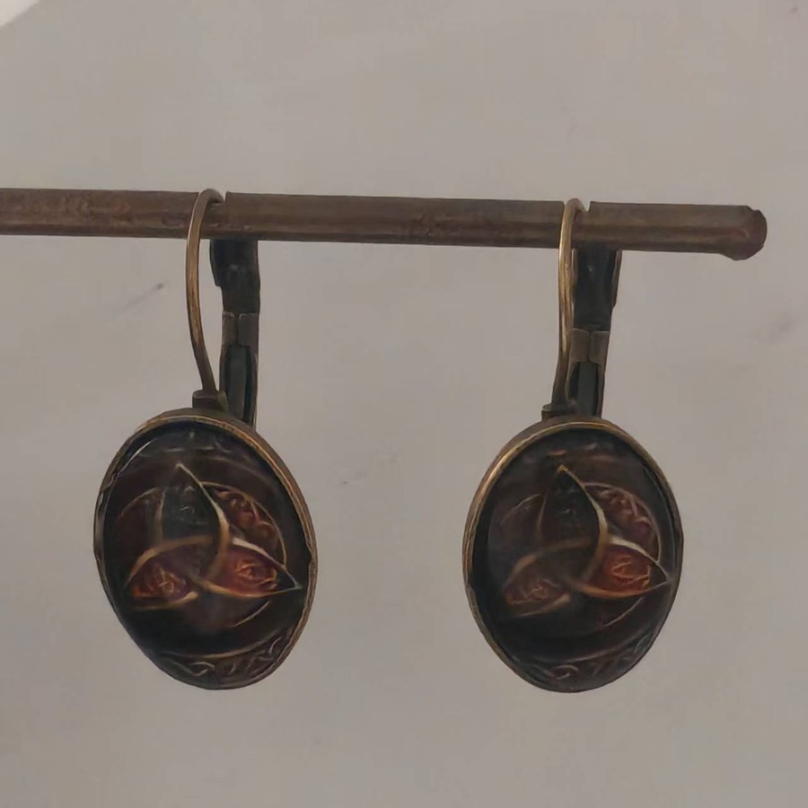 TEMU 2pcs Boucles d'oreilles Nœud Symbole de la Boucles d'oreilles Mythiques Boucles d'oreilles Spirituelles Boucles d'oreilles Ovales Boucles