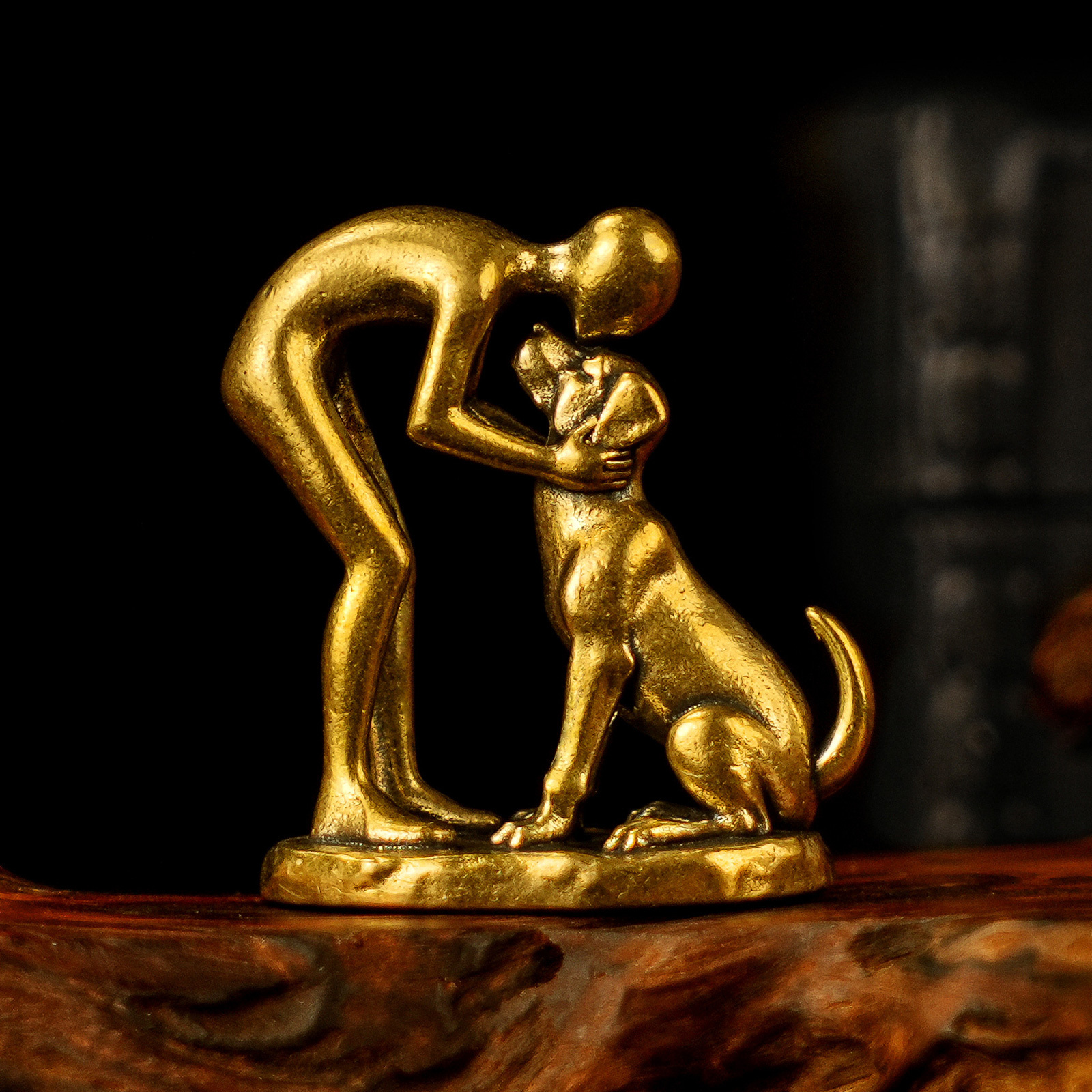 Image of Fully Solid Brass Vintage Desk Decoration - A Figurine Of A Man Holding A , Collectible Items For Home Decoration, Office Desk Accessory, Artistic Sculpture For The Living Room, Unique