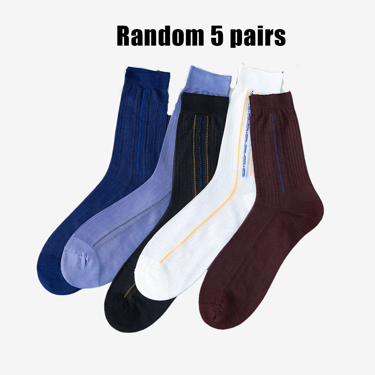 TEMU 5 Pairs Formal Thin Breathable Spring And Business Mid-tube Socks Suitable For Men' Wear Random