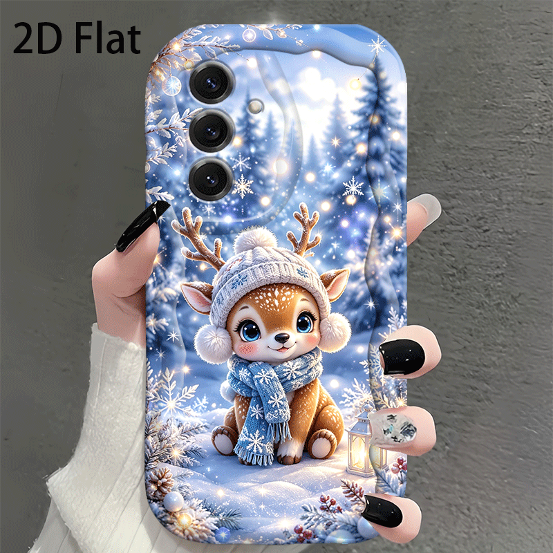 TEMU Phone Case - 2d Flat Winter Scarf Reindeer Pattern Phone Case For Galaxy A03s A04 A05s A06 A07 A13 A14 A17 A22 A23 A24 A25 A26 A32 A34 A52 A53