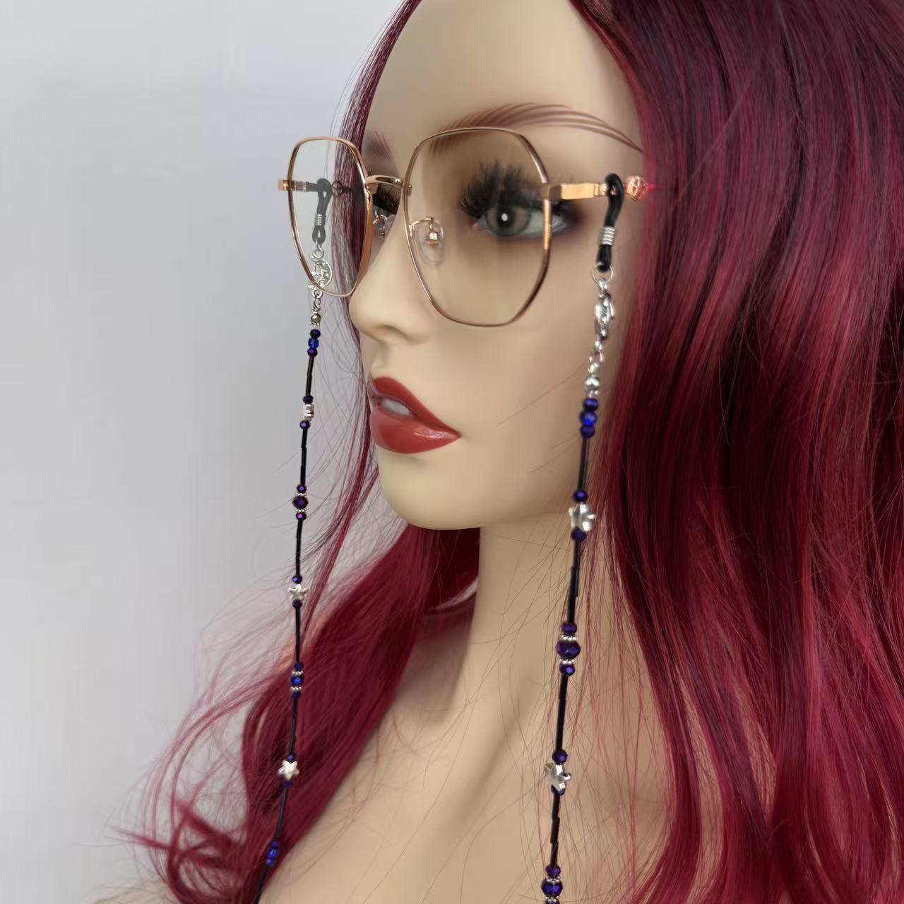 Women's Falling Stars Glasses Chain with Beaded Star Holder