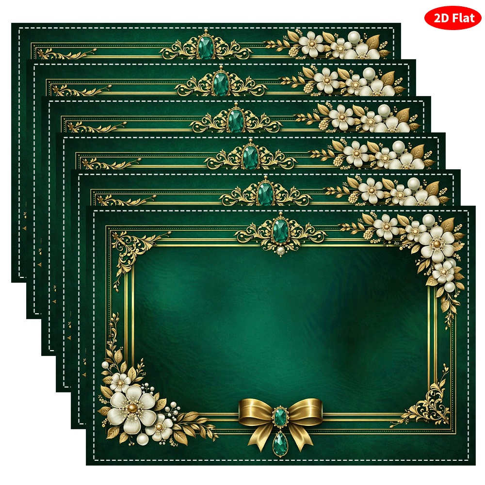 TEMU Jade Green With Placemats, Set Of 6, Kitchen Tabletop Decor, Creative Print, Washable And Heat-resistant Table Mats, Home And Kitchenware